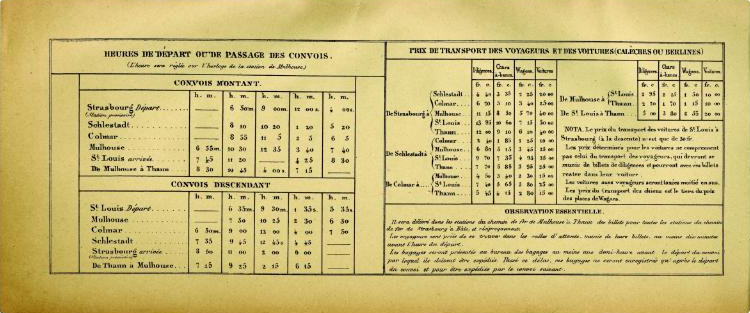 Heures de départ ou de passage des convois