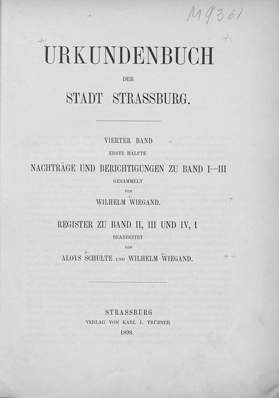 Urkundenbuch der Stadt Strassburg
