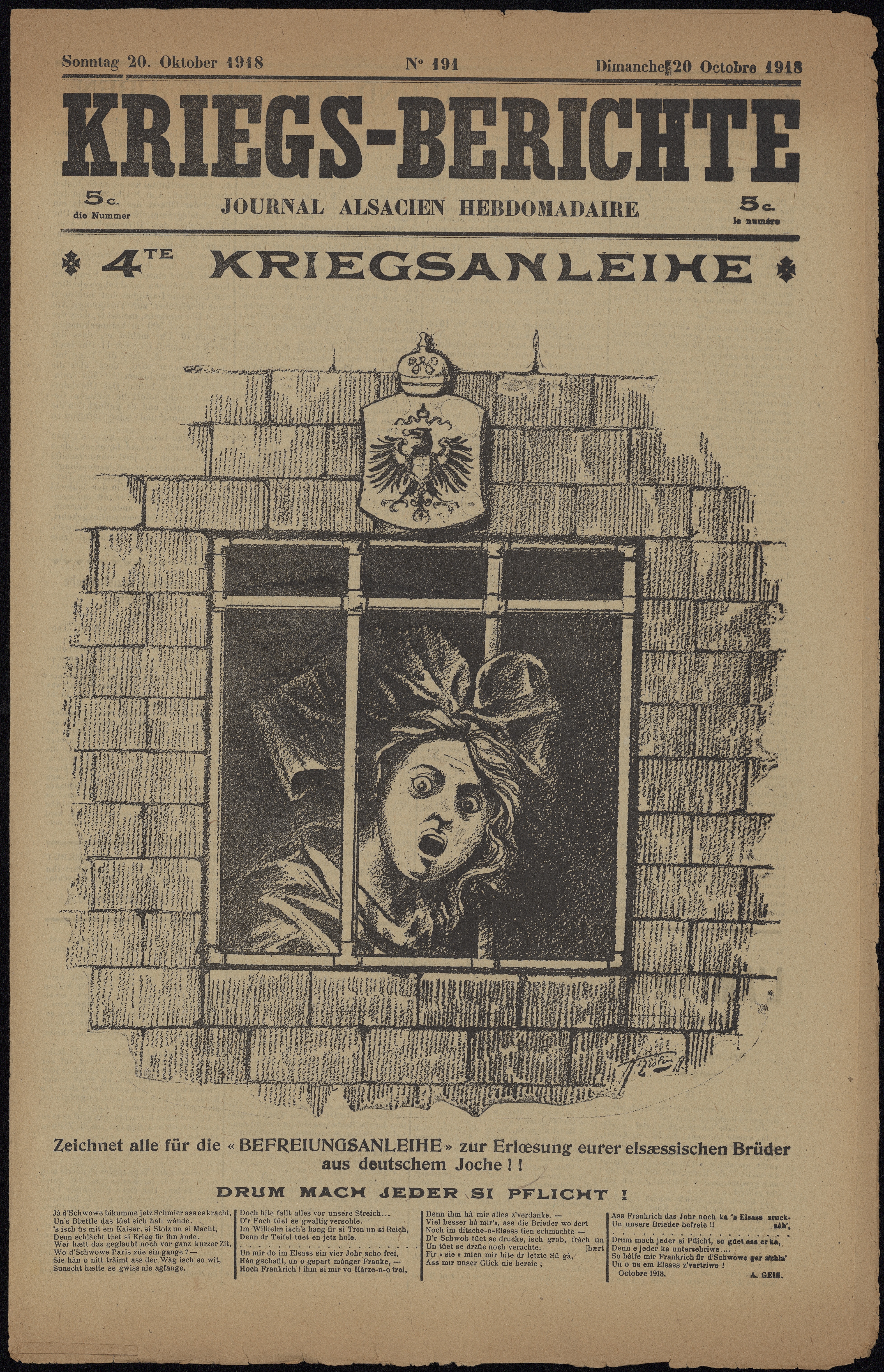 une du Kriegsberichte - 20 oct 1918