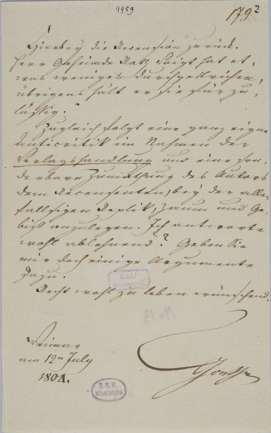 manuscrit Goethe