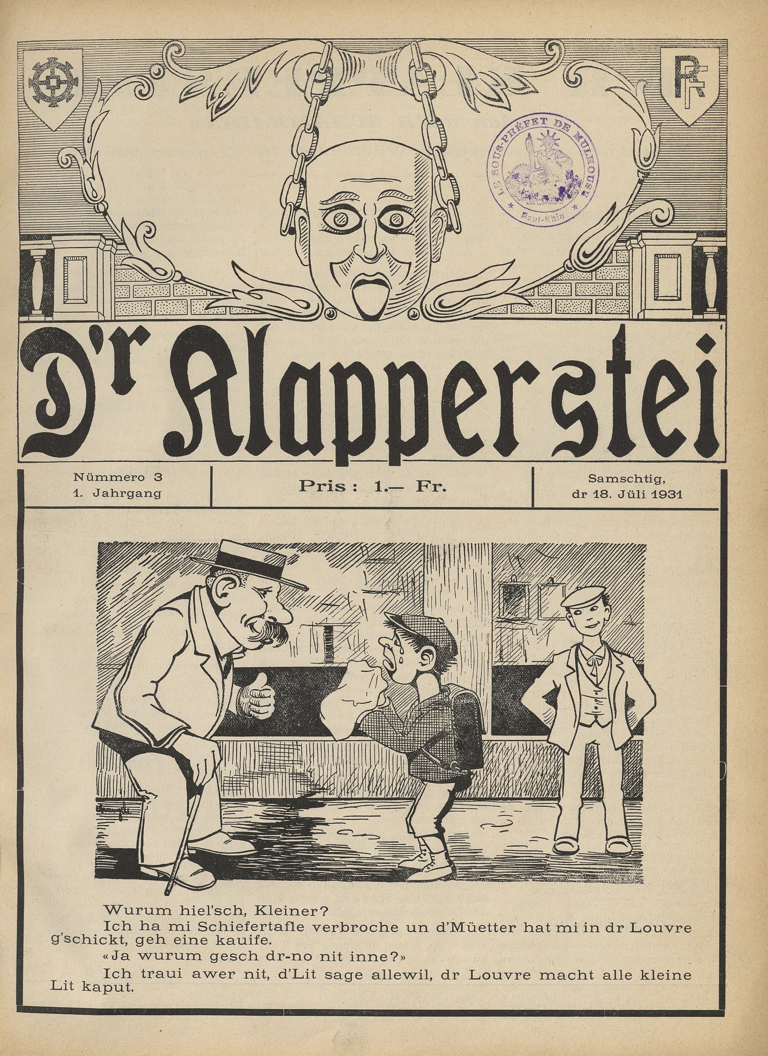 D'r Klapperstei n°3 (18 juillet 1931)