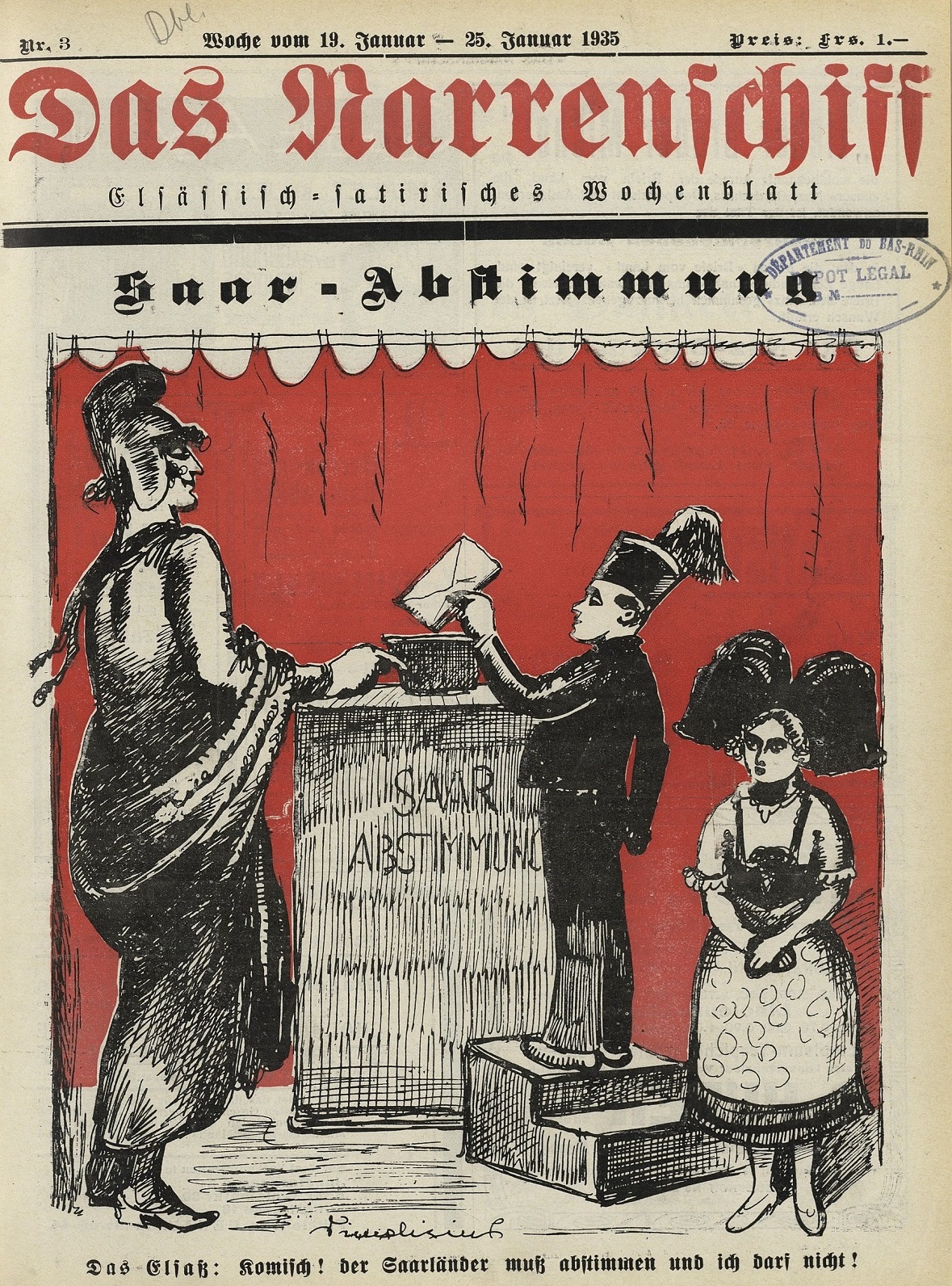 Das Narrenschiff, 25 janvier 1935, page de titre
