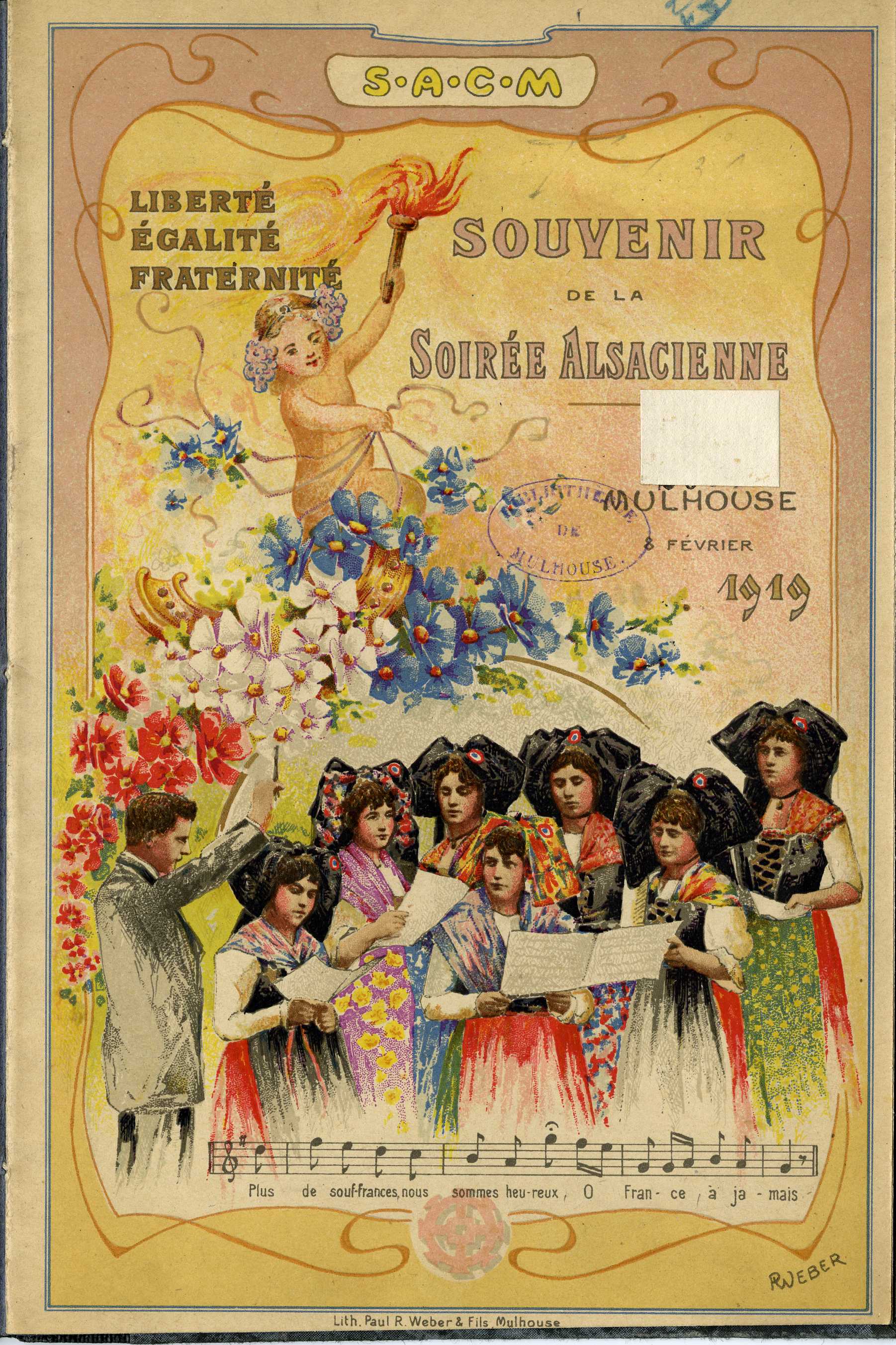 Page de couverture, Souvenirs de la soirée alsacienne, février 1919