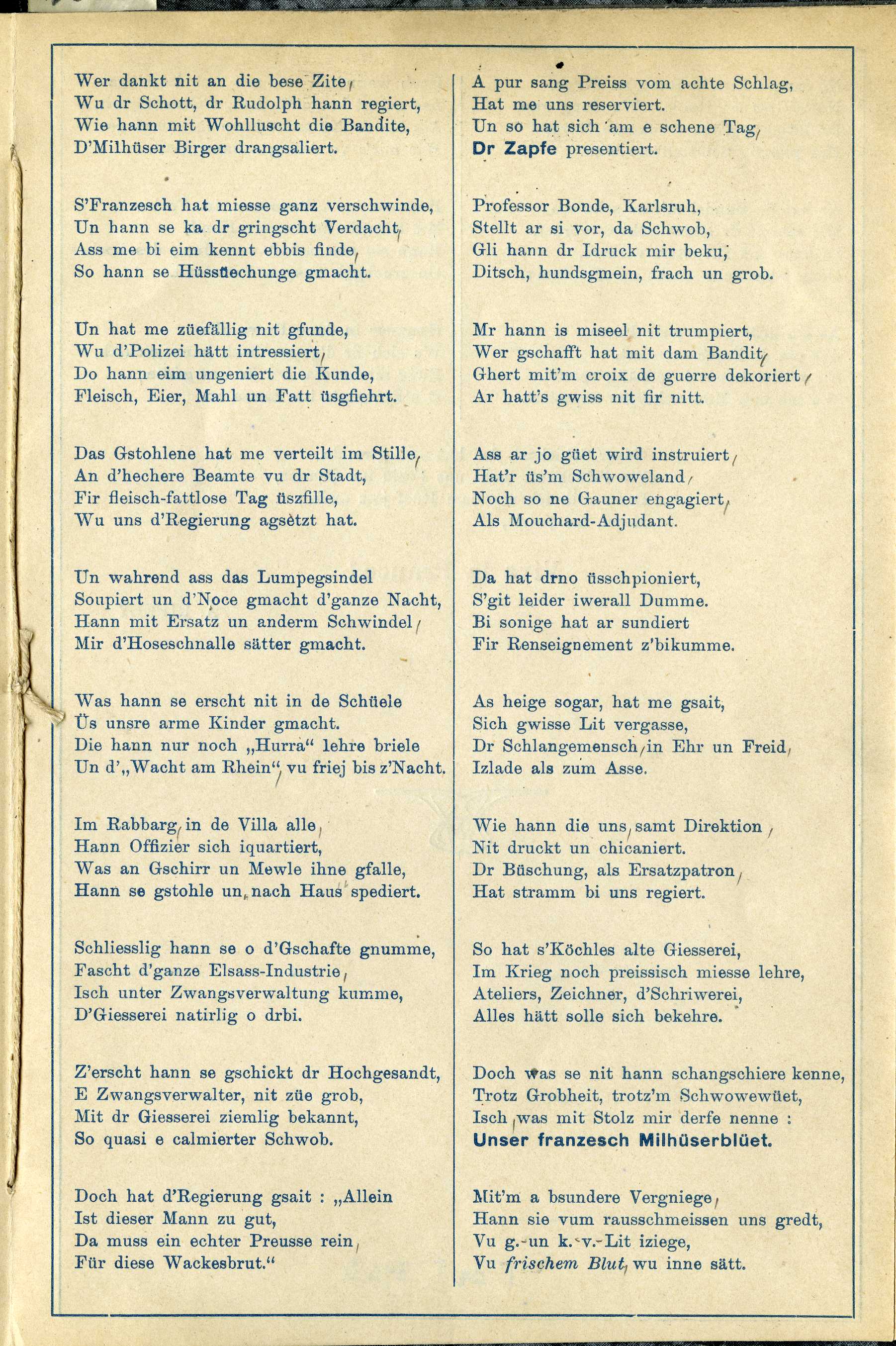 Page 2 de la Revue Milhüser Kriegs-Revue fir d'Giessereiler 1914-1918
