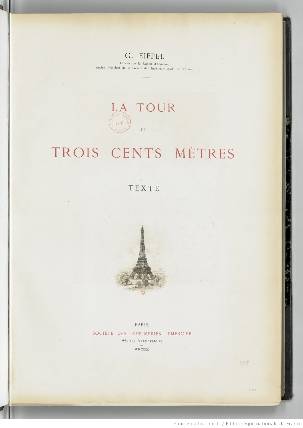 La tour de trois cents mètres, page de titre du volume 1