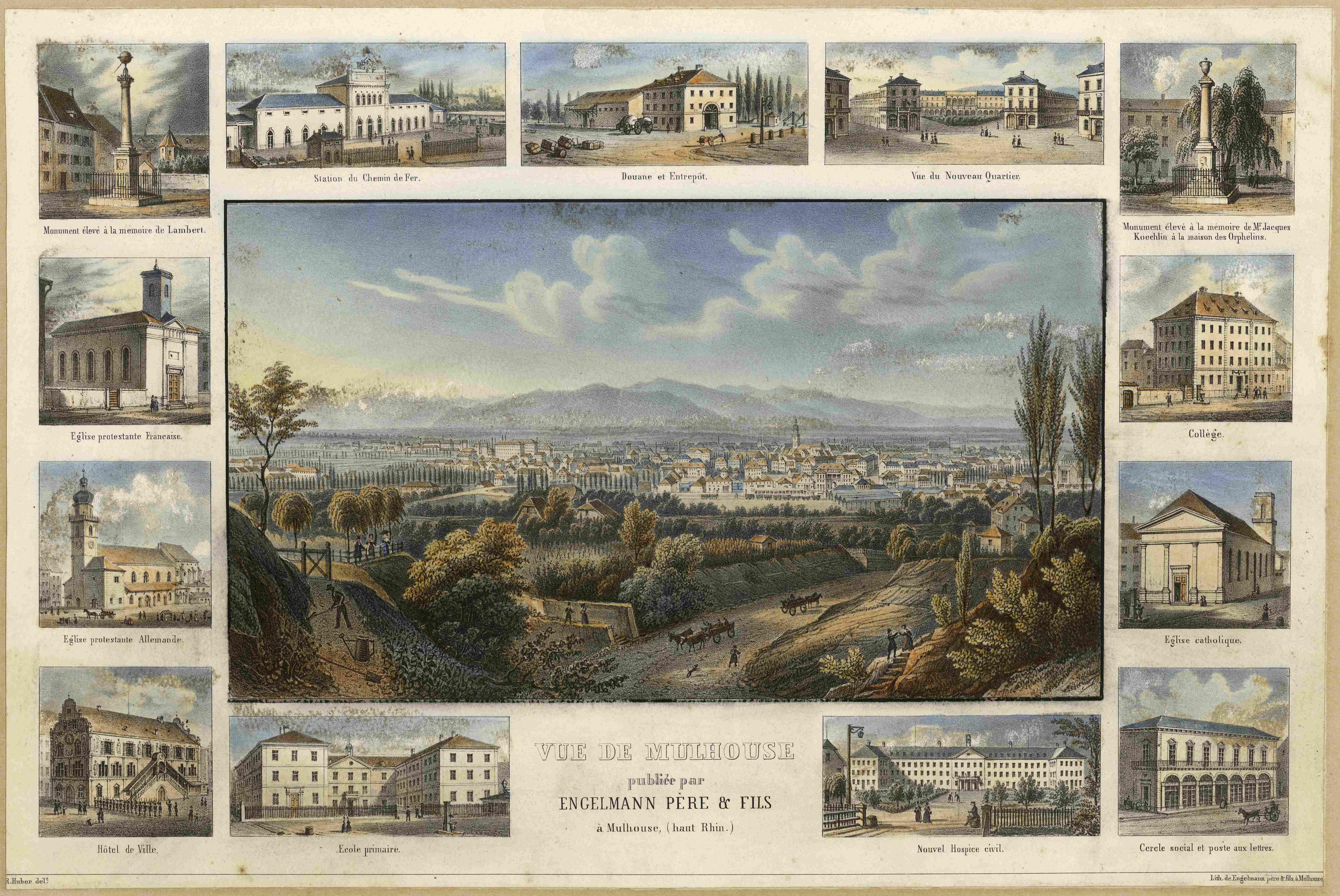 Vue de Mulhouse publiée par Engelmann père & fils