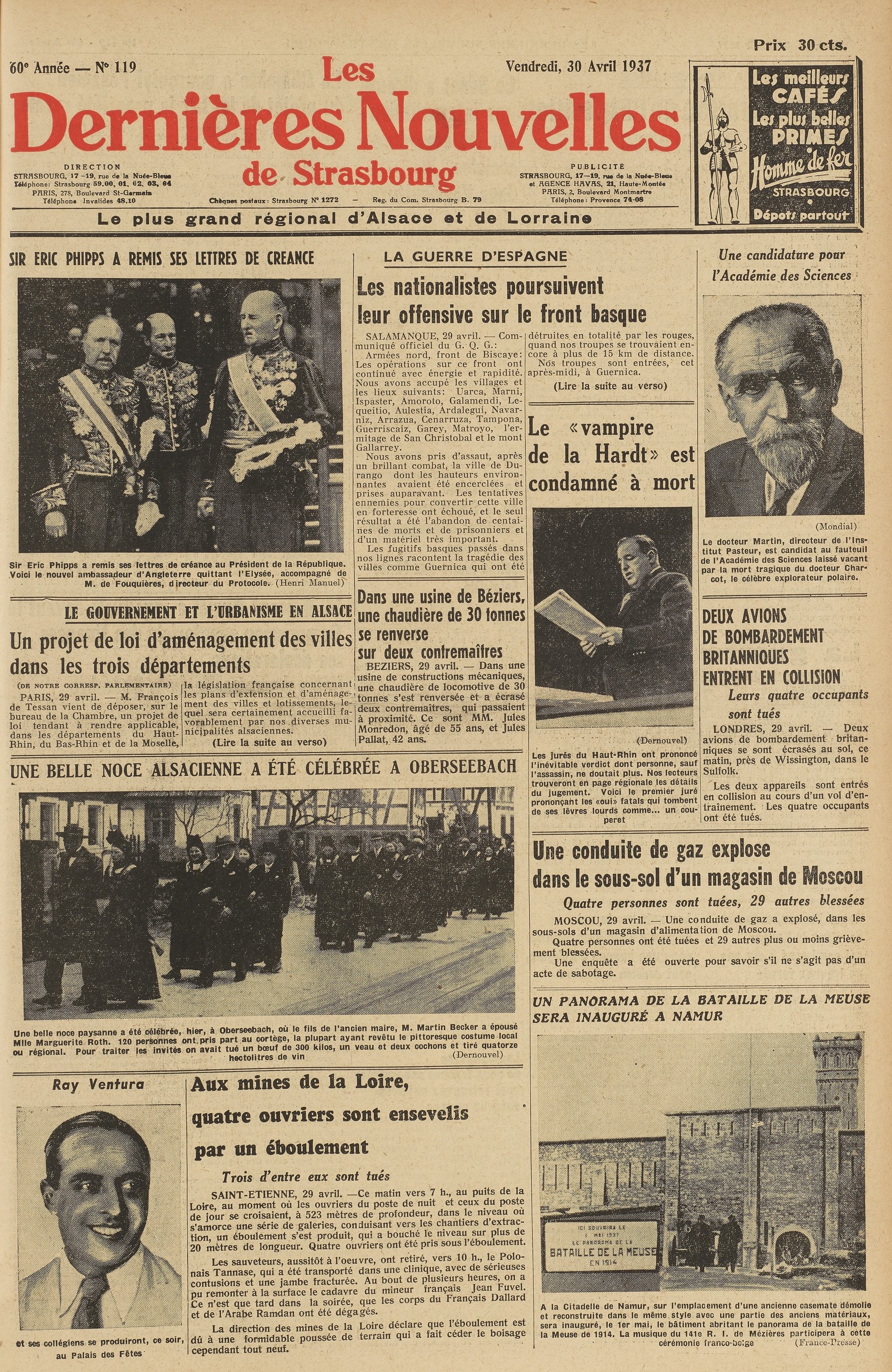 Une des DNA de Strasbourg du 30 avril 1937