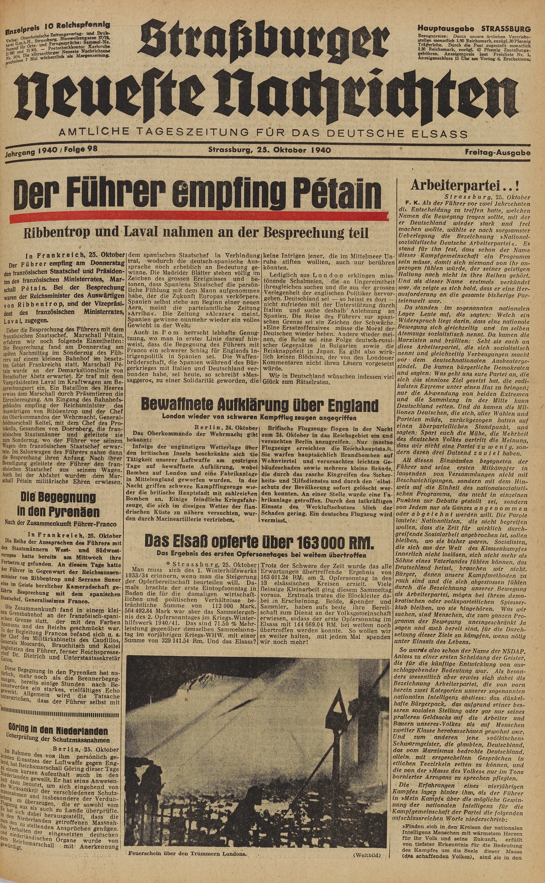 Une des DNA de Strasbourg du 15 octobre 1940