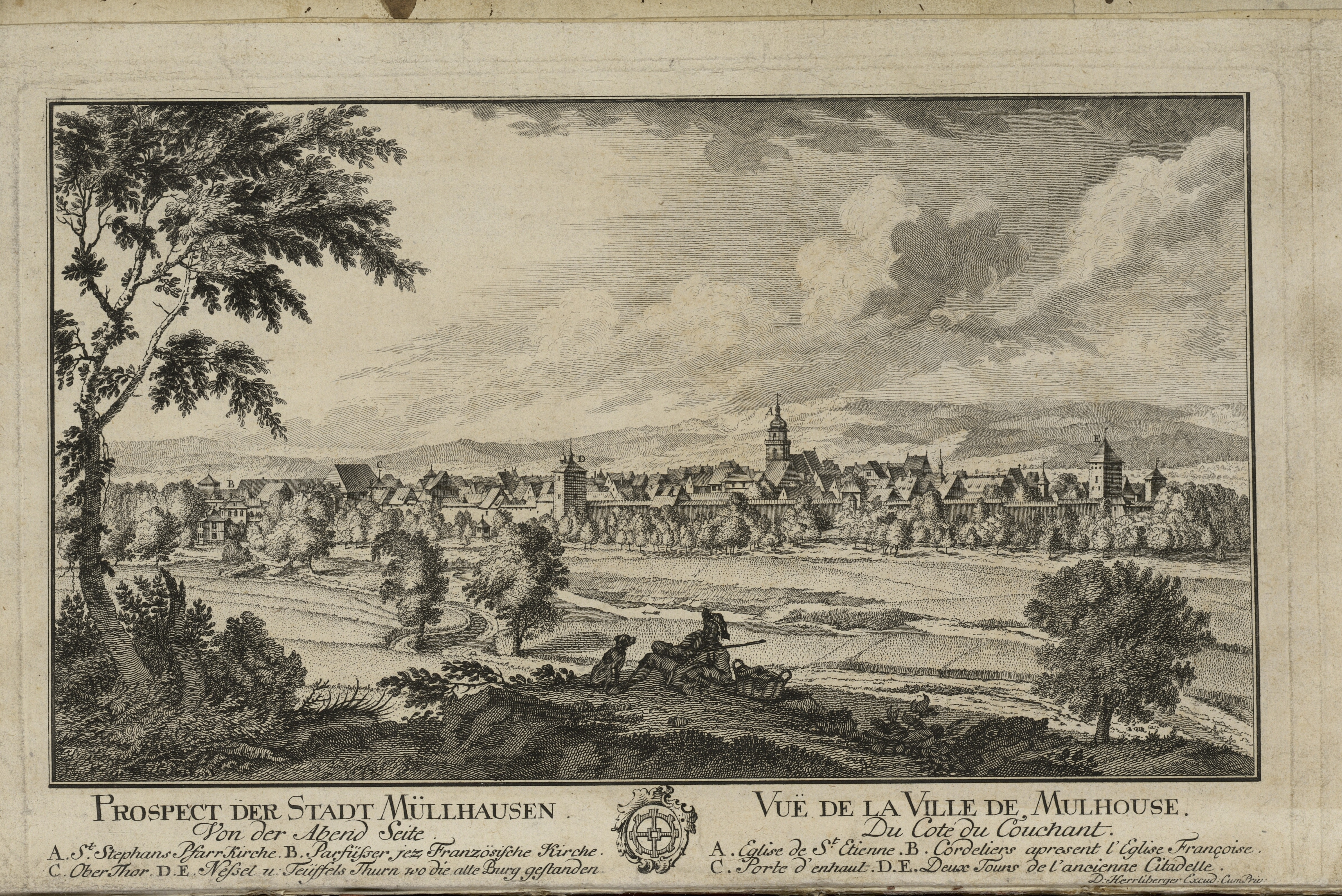 Prospect Der Stadt Mullhausen Von der Abend Seite / Vue De La Ville De Mulhouse Du Côté du Couchant 1770