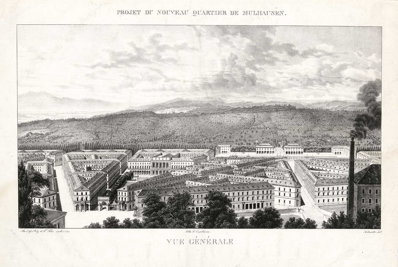 Jacques Rothmüller (1804-1862)  « Projet du nouveau quartier de Mulhausen. Vue générale »