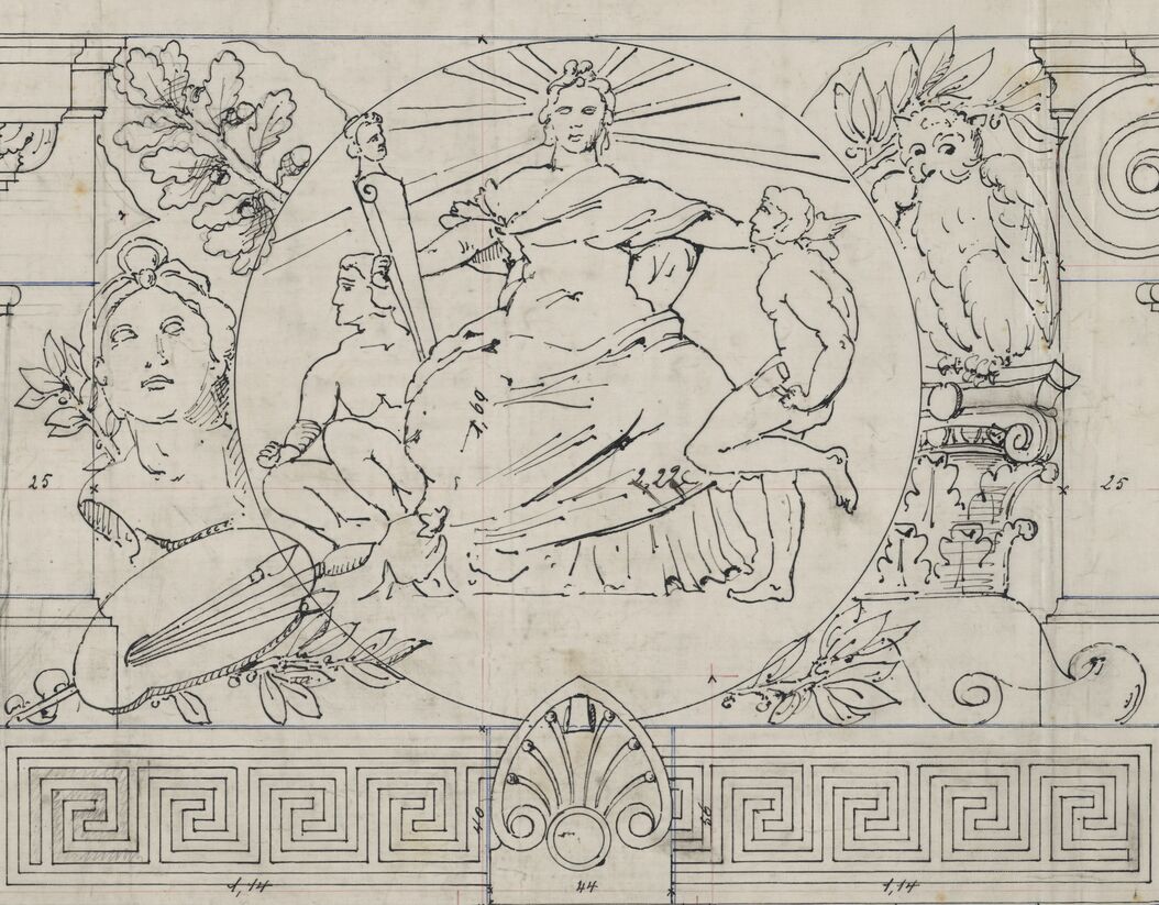 Plan d’exécution de Richard Kuder pour la façade principale (avant-corps)
