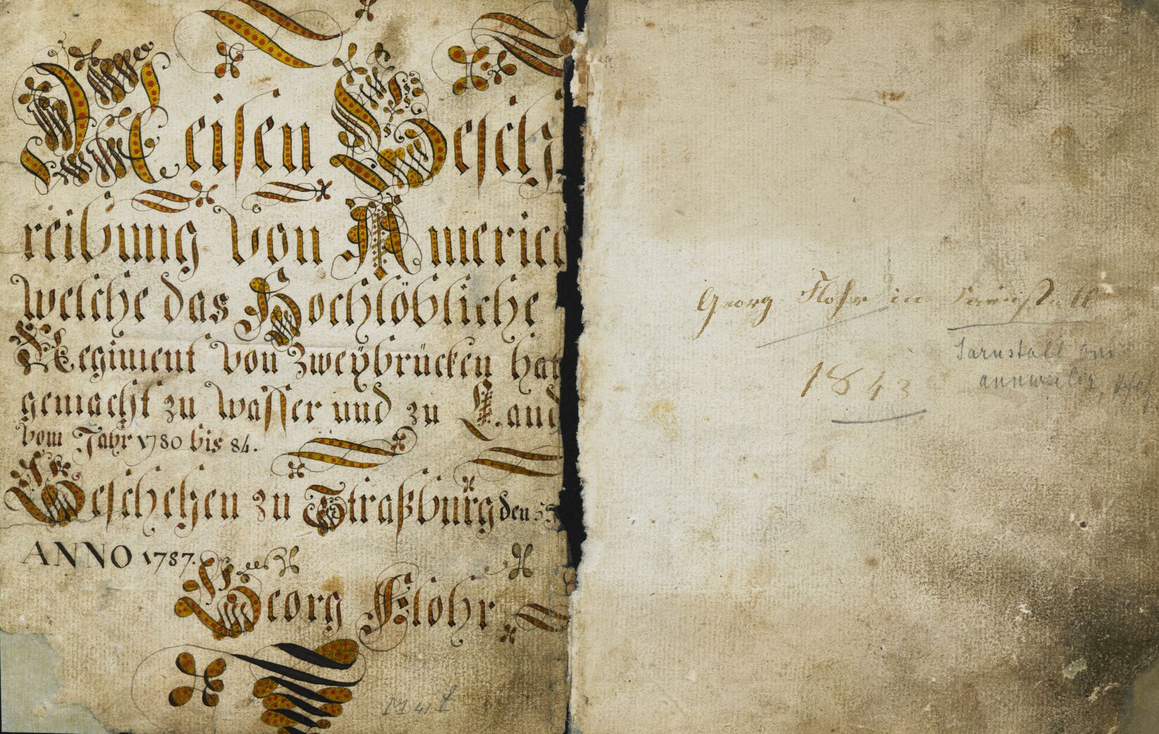 Reisen Beschreibung von America welche das Hochlöbliche Regiment von Zweybrücken hat gemacht zu Wasser und zu Land vom Jahr 1780 bis 84. Geschehen zu Strassburg den 5... anno 1787